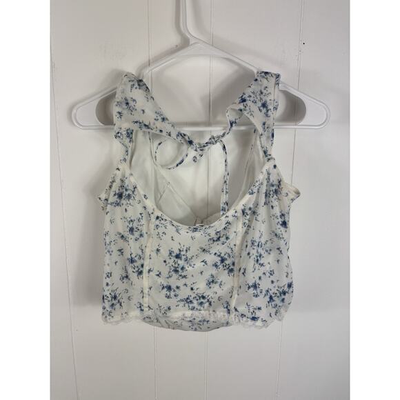 Garage White Lace Babydoll Crop top Western Coquett Bloomcore Peasant Fairy L - Picture 4 of 6